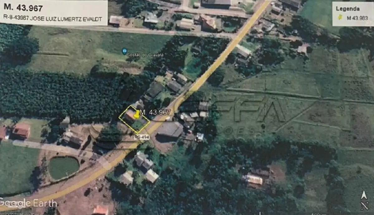 LOTE 001 - FRAÇÃO IDEAL DE 440M², com uma CONSTRUÇÃO DE ALVENARIA, CASA, localizado no COSTÃO, em MORRINHOS DO SULl/RS