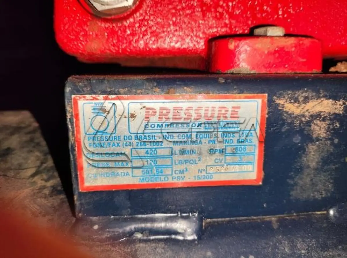 LOTE 007 - COMPRESSOR DE AR PRESSURE PSV 15/200
