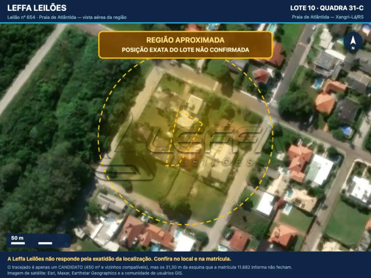LOTE 001 - UM TERRENO URBANO, SEM BENFEITORIAS, COM A ÁREA DE 450,00M², SITUADO NO LUGAR DENOMINADO PRAIA DE ATLÂNTIDA, NA CIDADE DE XANGRI-LÁ/RS