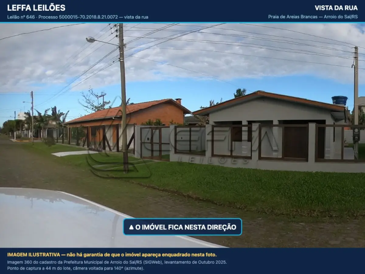 LOTE 001 - UM TERRENO URBANO, SEM BENFEITORIAS, COM A ÁREA DE 300,00M², SITUADO NO LUGAR DENOMINADO PRAIA DE AREIAS BRANCAS, NA CIDADE DE ARROIO DO SAL/RS