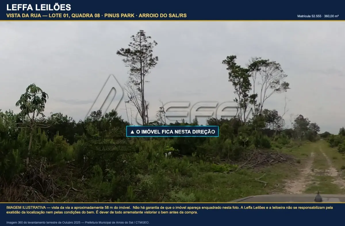 LOTE 003 - DIREITOS E AÇÕES DE UM TERRENO URBANO, SEM BENFEITORIAS, COM A ÁREA DE 360,00M², SITUADO NO LUGAR DENOMINADO PINUS PARK, NA CIDADE DE ARROIO DO SAL/RS