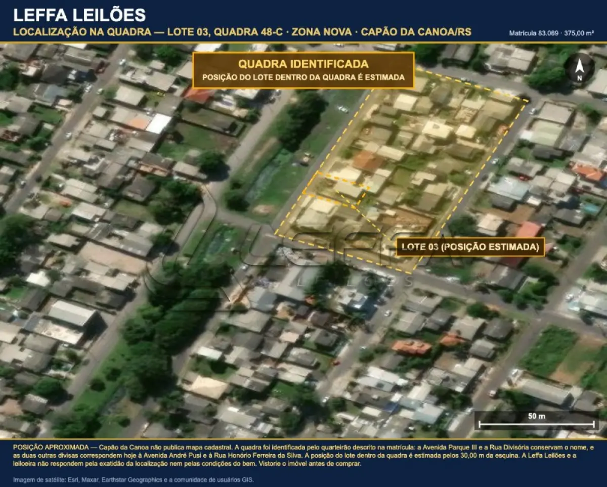 LOTE 001 - DIREITOS DE UM TERRENO URBANO, COM BENFEITORIAS, COM A ÁREA DE 375,00M², SITUADO NO LUGAR DENOMINADO ZONA NOVA, NA CIDADE DE CAPÃO DA CANOA/RS