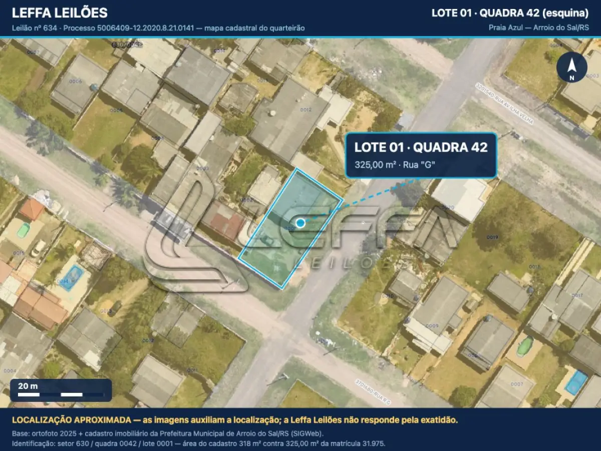 LOTE 001 - UM TERRENO URBANO, COM BENFEITORIAS, SITUADO NO LUGAR DENOMINADO PRAIA AZUL, LOTE 01 DA QUADRA 42, NA CIDADE DE ARROIO DO SAL/RS
