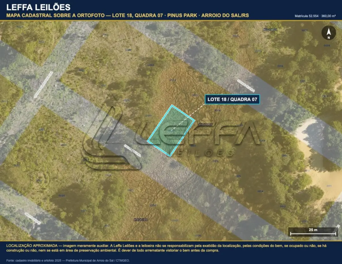 LOTE 004 - DIREITOS E AÇÕES DE UM TERRENO URBANO, SEM BENFEITORIAS, COM A ÁREA DE 360,00M², SITUADO NO LUGAR DENOMINADO PINUS PARK, NA CIDADE DE ARROIO DO SAL/RS