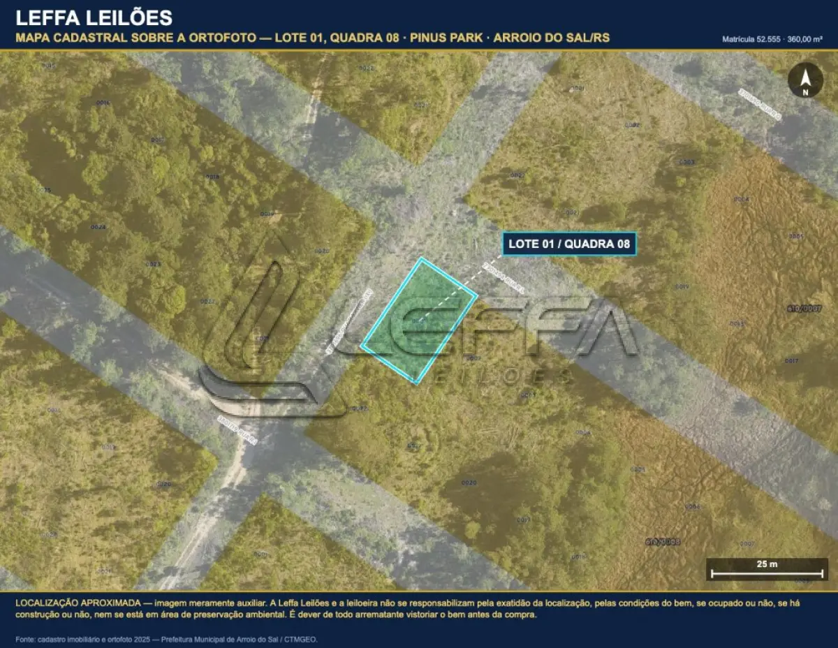 LOTE 003 - DIREITOS E AÇÕES DE UM TERRENO URBANO, SEM BENFEITORIAS, COM A ÁREA DE 360,00M², SITUADO NO LUGAR DENOMINADO PINUS PARK, NA CIDADE DE ARROIO DO SAL/RS