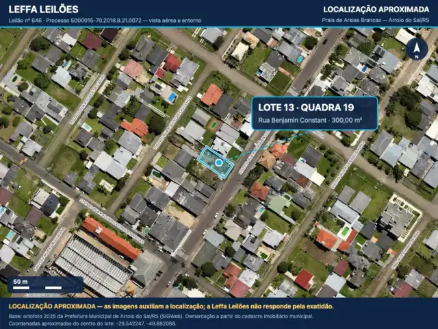 UM TERRENO URBANO, SEM BENFEITORIAS, COM A ÁREA DE 300,00M², SITUADO NO LUGAR DENOMINADO PRAIA DE AREIAS BRANCAS, NA CIDADE DE ARROIO DO SAL/RS