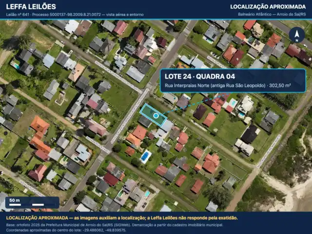 UM TERRENO URBANO, SEM BENFEITORIAS, COM ÁREA DE 302,50M², SITUADO NO LUGAR DENOMINADO BALNEÁRIO ATLÂNTICO, NA CIDADE DE ARROIO DO SAL/RS