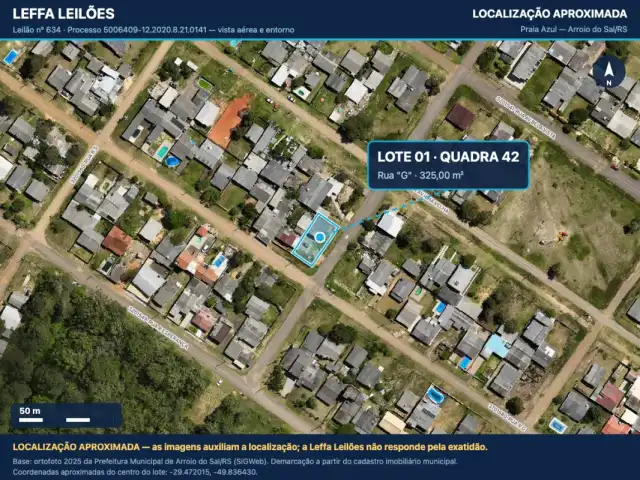 UM TERRENO URBANO, COM BENFEITORIAS, SITUADO NO LUGAR DENOMINADO PRAIA AZUL, NA CIDADE DE ARROIO DO SAL/RS