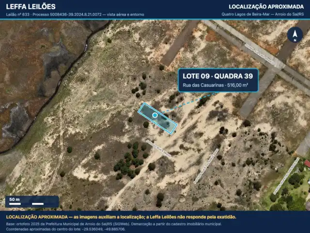 DOIS TERRENOS URBANOS, SEM BENFEITORIAS, SITUADOS NO LUGAR DENOMINADO QUATRO LAGOS DE BEIRA-MAR, NO MUNICÍPIO DE ARROIO DO SAL/RS