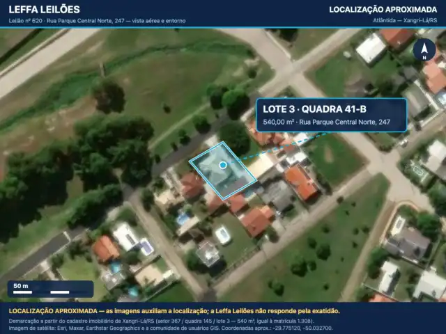 UM TERRENO URBANO, COM BENFEITORIAS, SITUADO NA RUA PARQUE CENTRAL NORTE, Nº 247, LUGAR DENOMINADO ATLÂNTIDA, NO MUNICÍPIO DE XANGRI-LÁ/RS, COM ÁREA DE 540,00M².