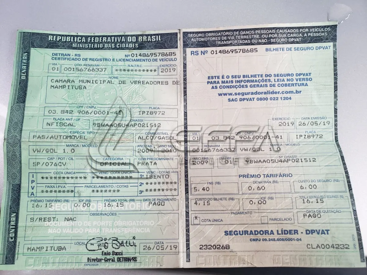 LOTE 003 - UM AUTOMÓVEL GOL 1.0 WOLKSWAGEM, ano/modelo 2009/2010