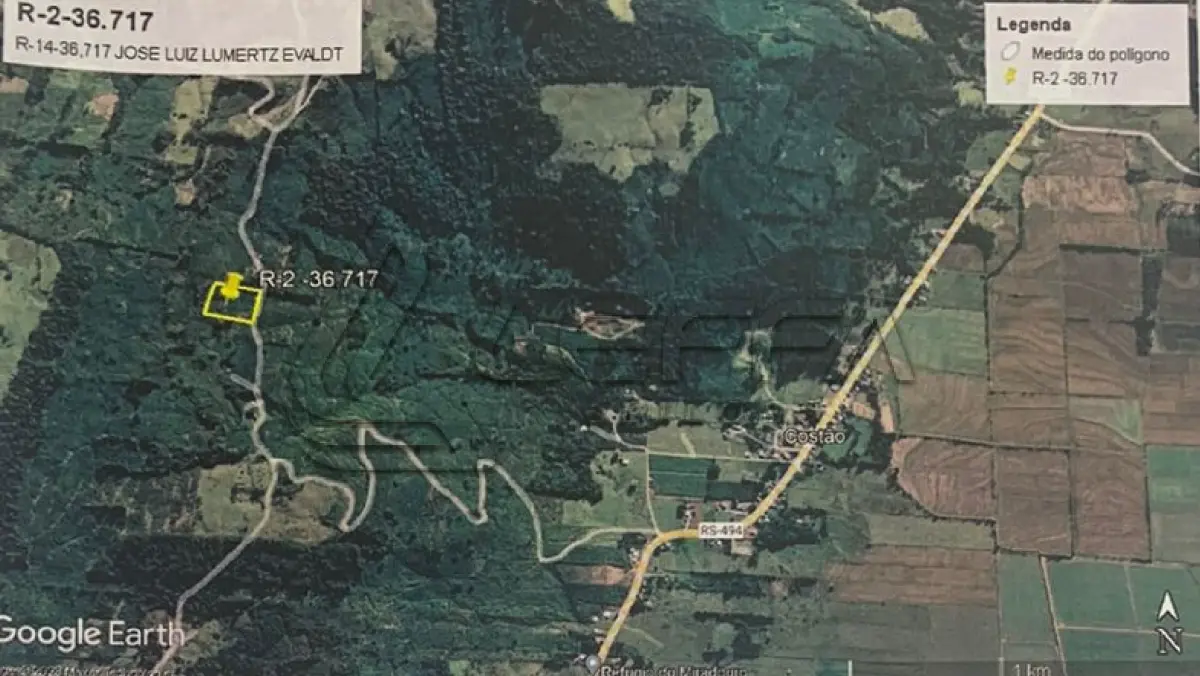 LOTE 004 - UM TERRENO RURAL, FRAÇÃO IDEAL DE 4.996,50M², LOCALIZADO NO COSTÃO DO MORRO DO FORNO, MORRINHOS DO SUL