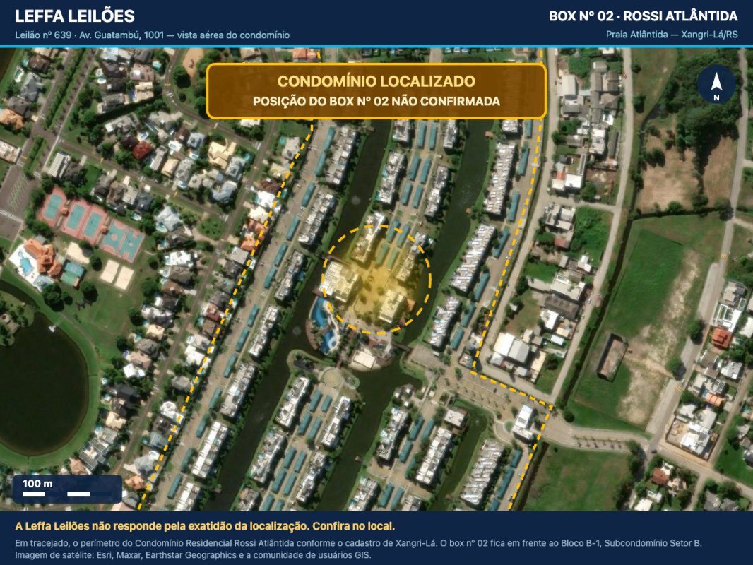UM BOX DE ESTACIONAMENTO, MEDINDO 12,500M², DO CONDOMÍNIO RESIDENCIAL ROSSI ATLÂNTIDA, NA CIDADE DE XANGRI-LÁ/RS