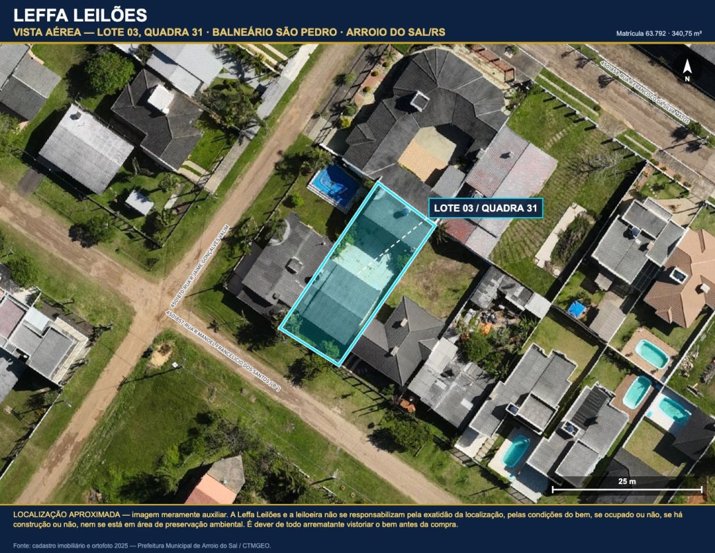 UM TERRENO URBANO, COM BENFEITORIAS, COM A ÁREA DE 340,75M², SITUADO NO LUGAR DENOMINADO BALNEÁRIO SÃO PEDRO, NA CIDADE DE ARROIO DO SAL/RS